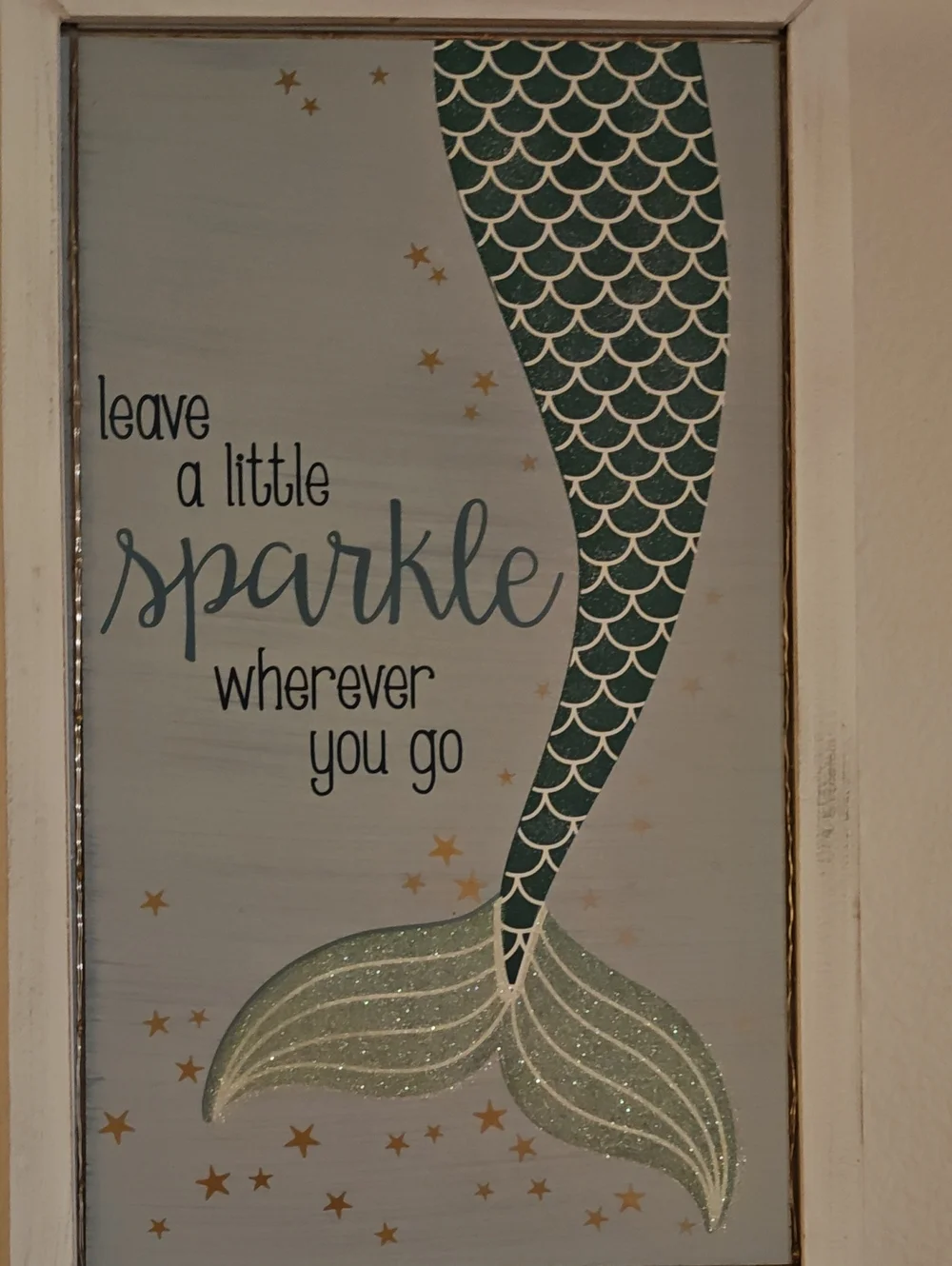 Sparkle Mermaid Tail Wall Art - Teal and Gold